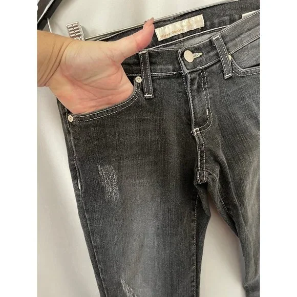 Flying Monkey Charcoal Black Fade Distressed Skinny Bottom Jeans - Picture 7 of 9